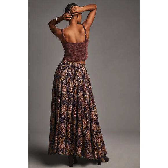 New Anthropologie The Odells Nina Floral Maxi Skirt $248 SMALL Purple - Picture 5 of 5